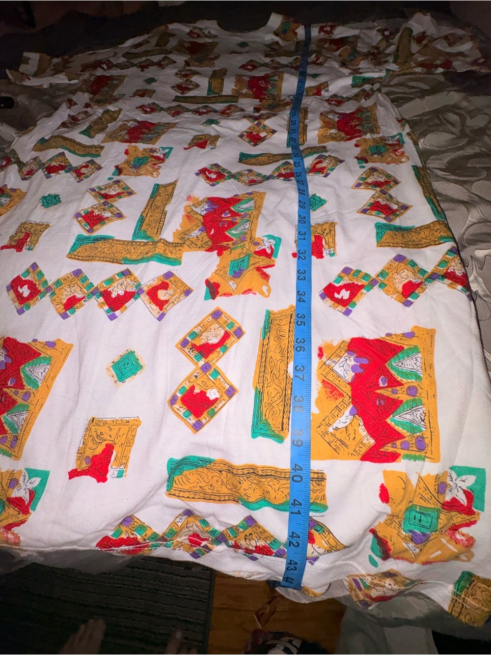 NWOT 90s Vintage Roaman's M OVERSIZED cotton White Midi Dress Geometric Print - Picture 4 of 5